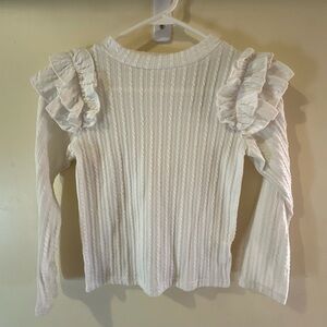 White Ruffled Long Sleeve Top **pet friendly home**